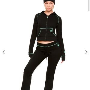 Black Women's Tracksuit with Green Accents